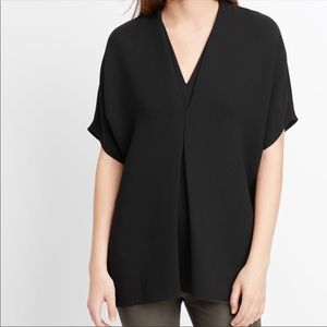 Vince Double V Neck Blouse - Black - Size XS